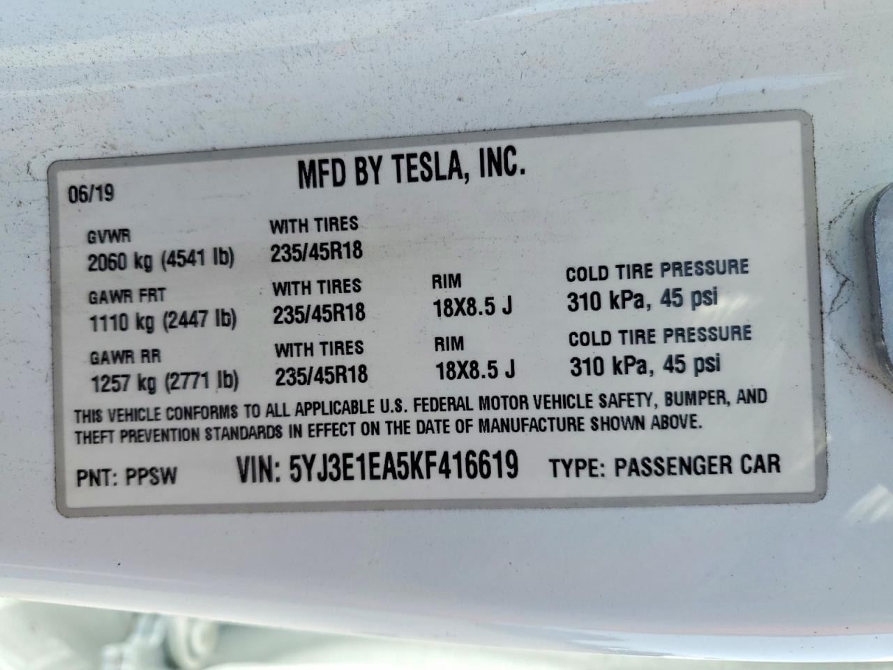 2019 TESLA MODEL 3 photo 34