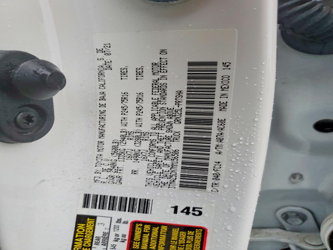 2021 TOYOTA TACOMA SR5 V6 photo 12