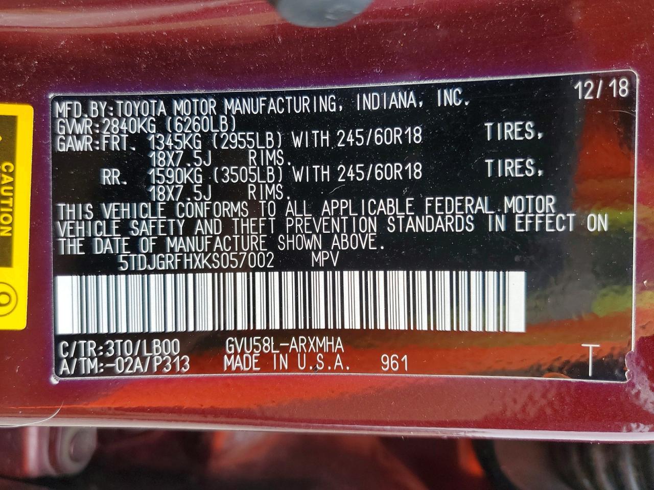 2019 TOYOTA HIGHLANDER HYBRID XLE photo 37