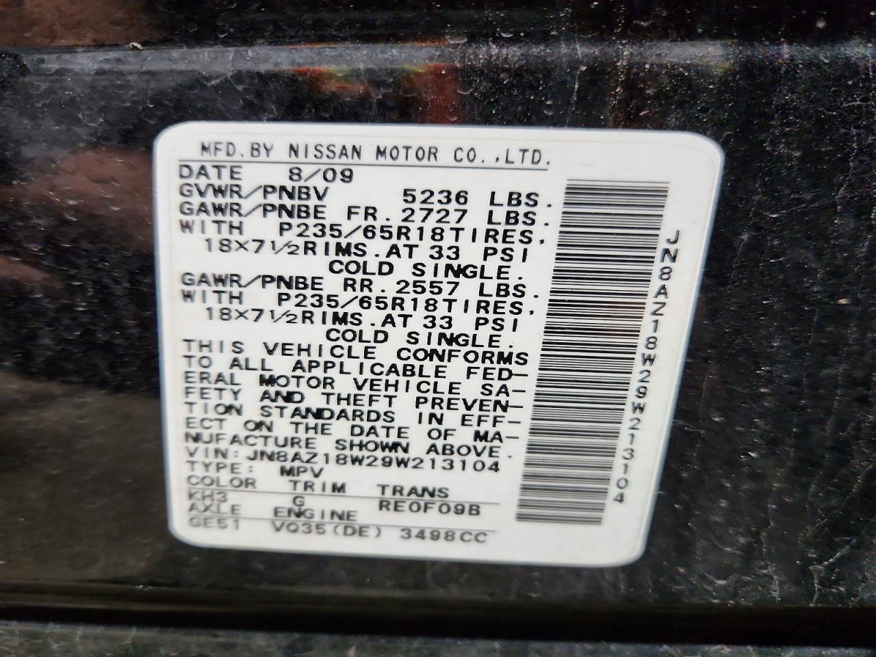 2009 NISSAN MURANO S photo 37
