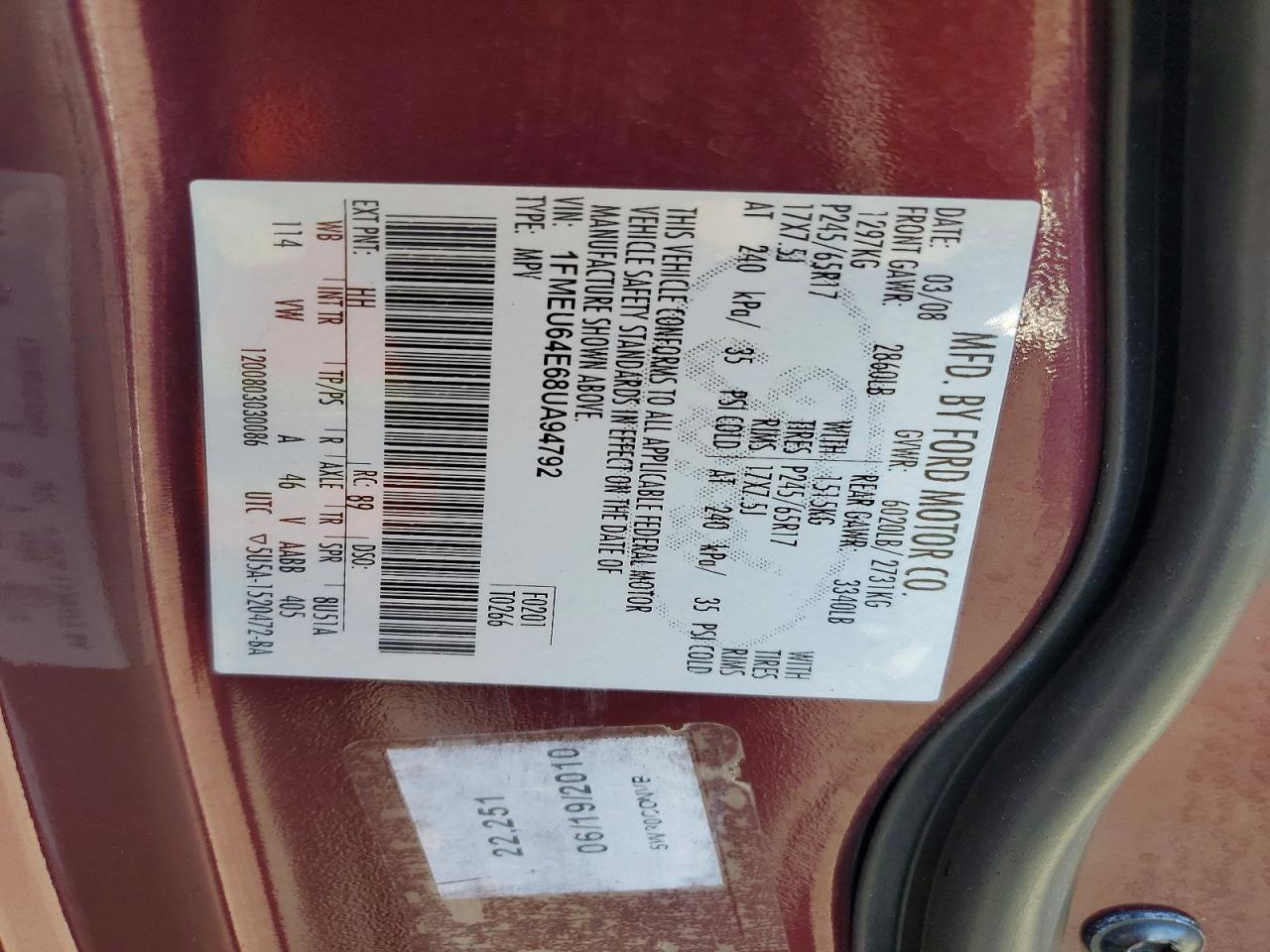 2008 FORD EXPLORER EDDIE BAUER photo 37