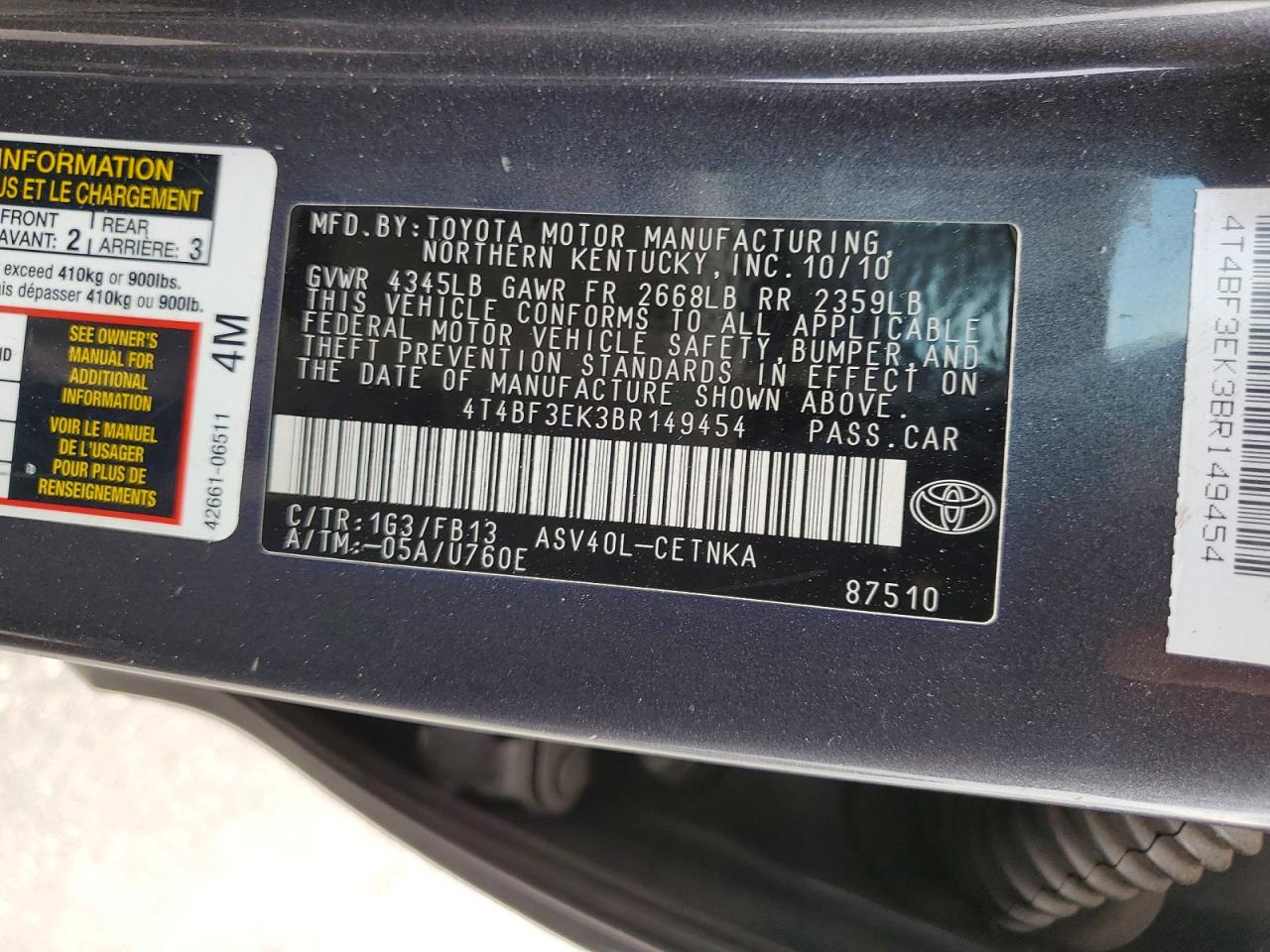 2011 TOYOTA CAMRY LE photo 23