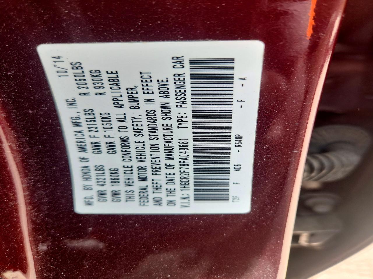 2015 HONDA ACCORD EX photo 34