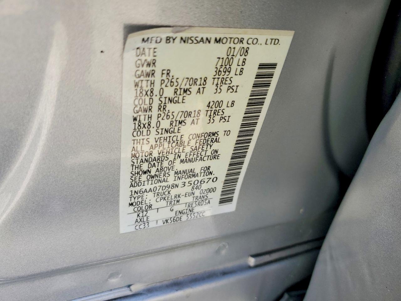 2008 NISSAN TITAN XE photo 23
