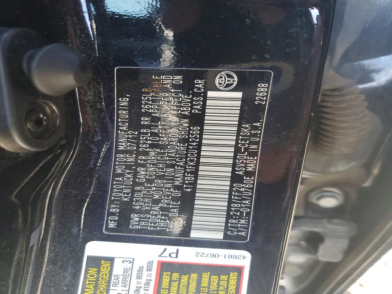 2012 TOYOTA CAMRY SE photo 37