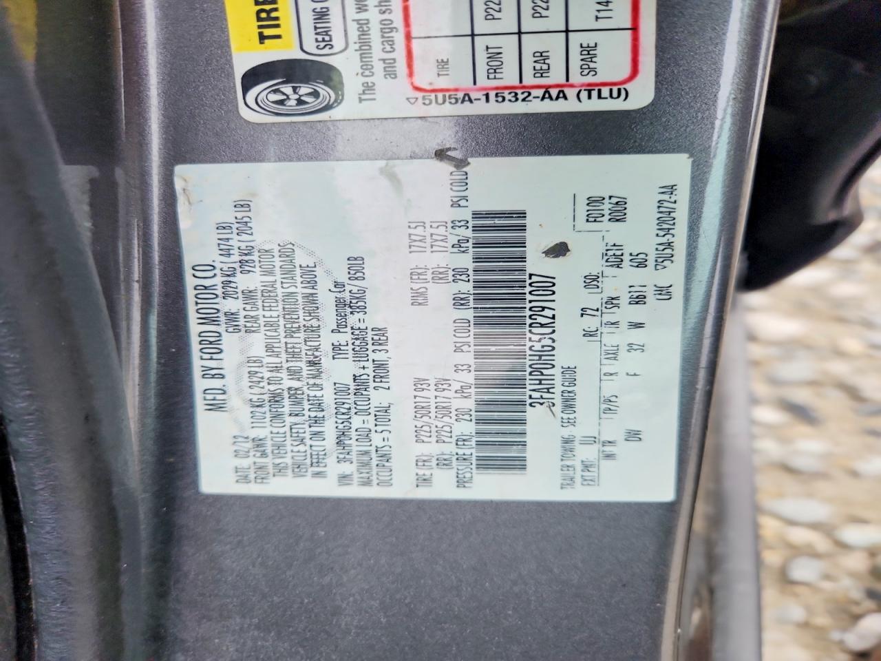 2012 FORD FUSION SE photo 13