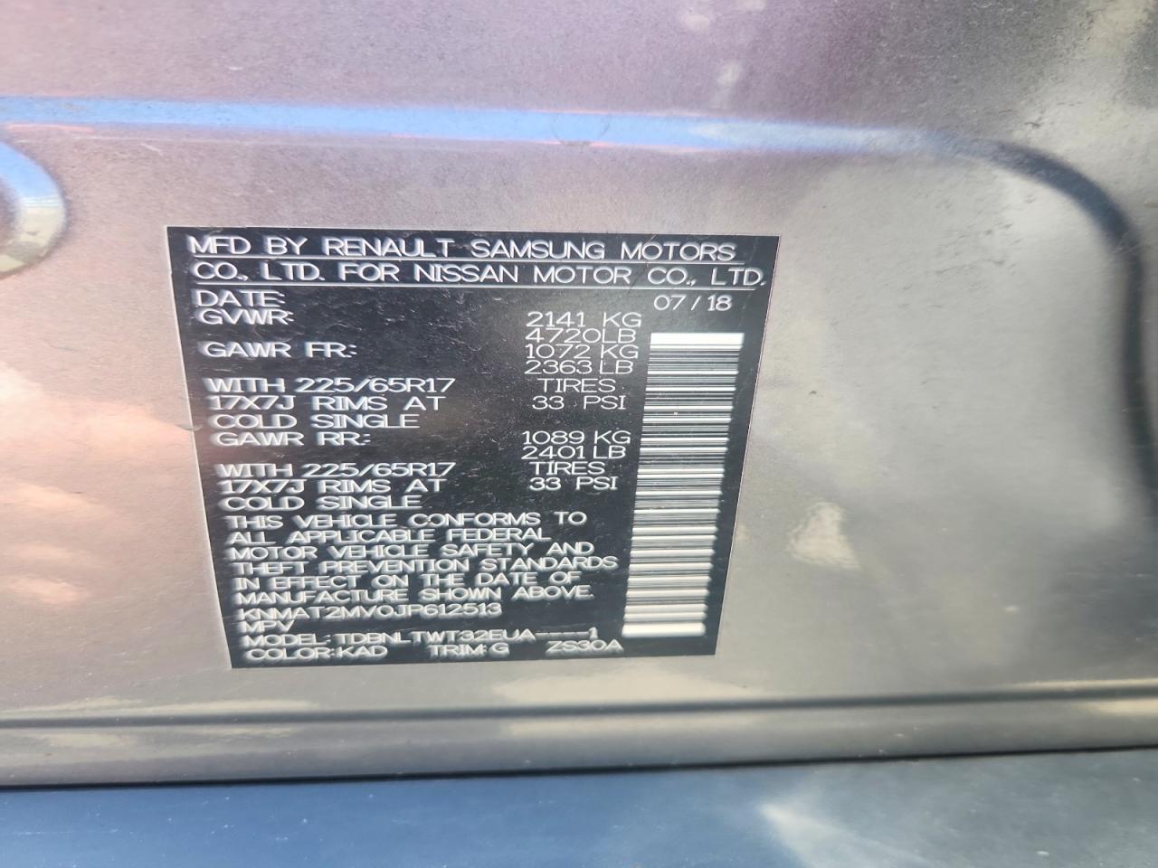 2018 NISSAN ROGUE SV photo 23