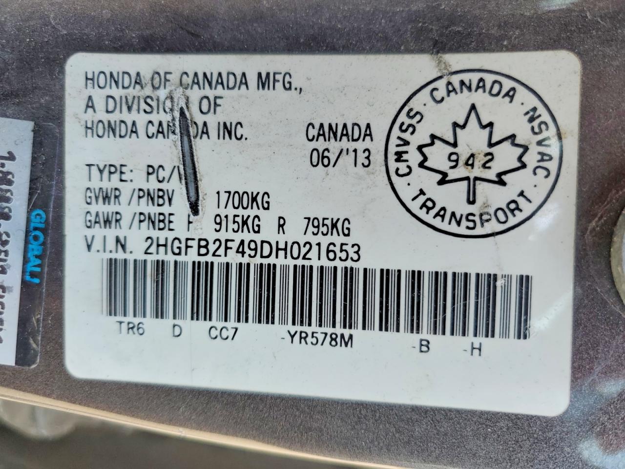 2013 HONDA CIVIC LX photo 37