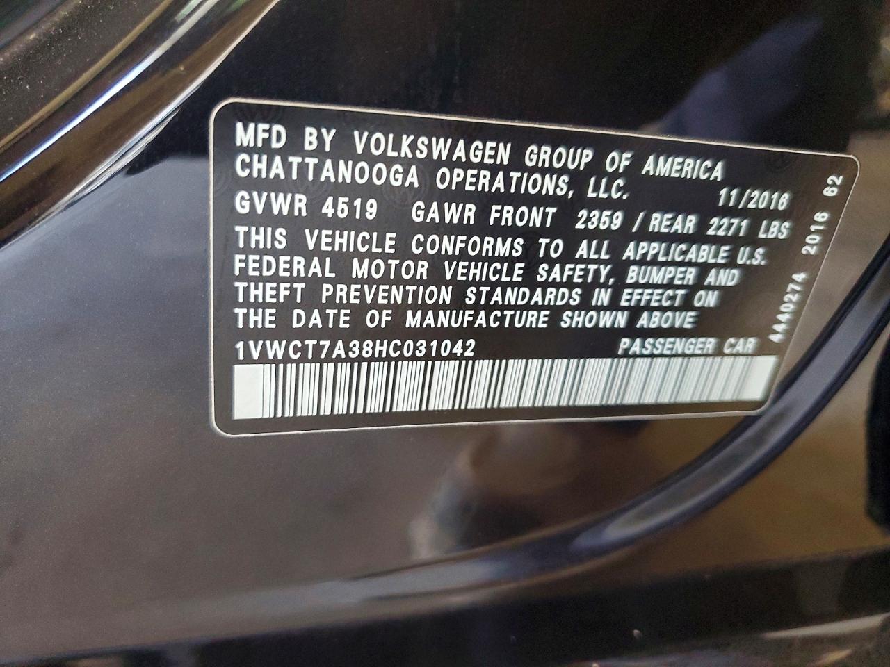 2017 VOLKSWAGEN PASSAT SEL PREMIUM photo 12