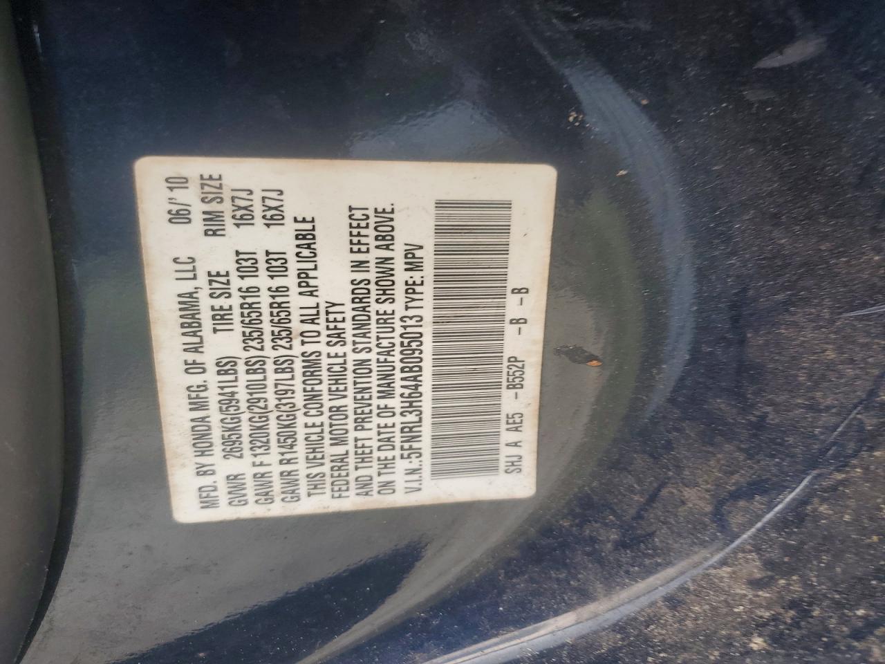 2010 HONDA ODYSSEY EXL photo 40