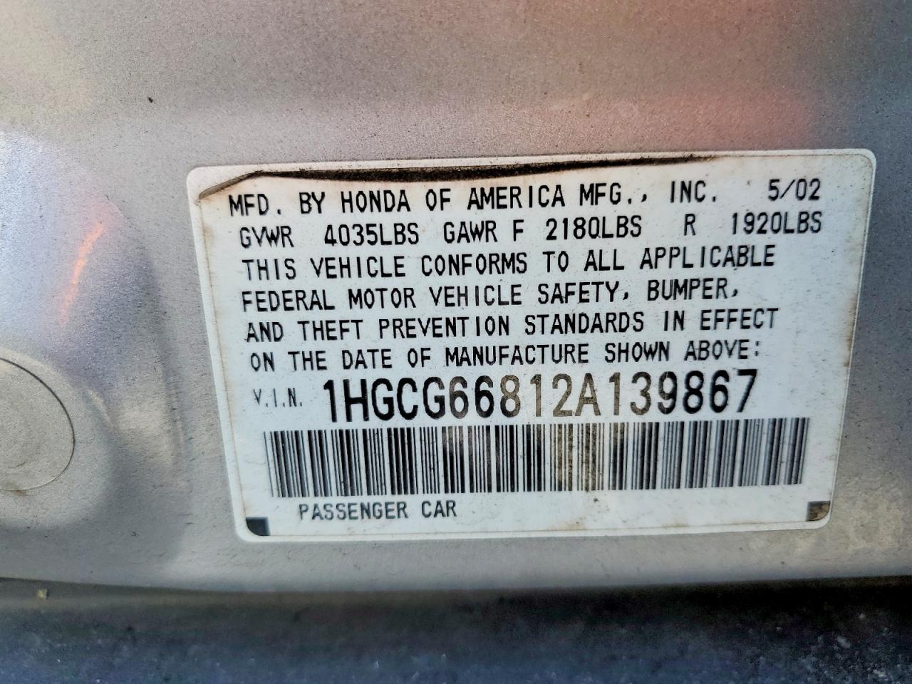2002 HONDA ACCORD EX photo 34