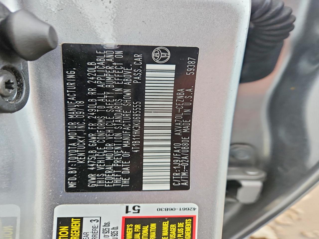 2019 TOYOTA CAMRY LE photo 34