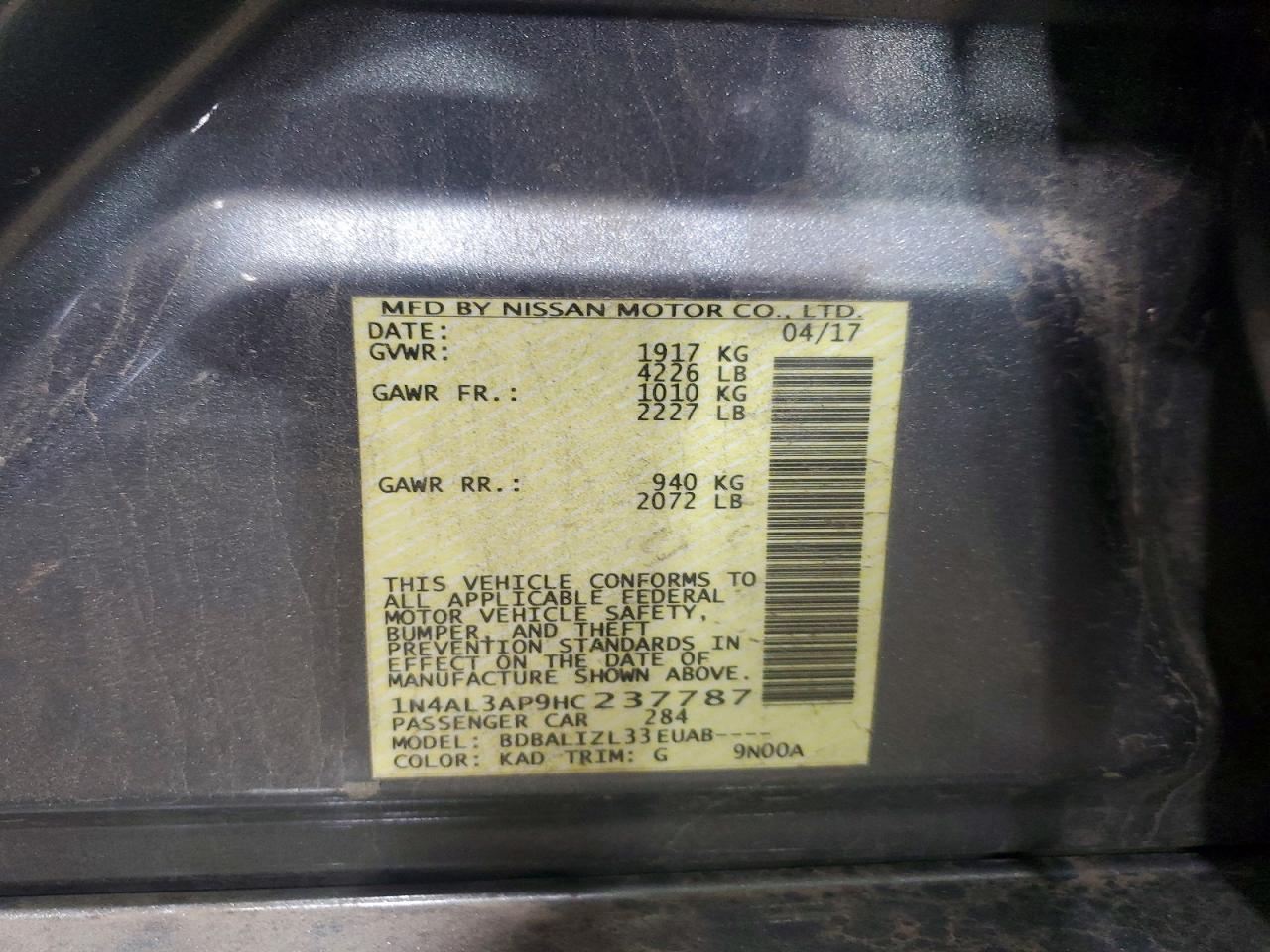 2017 NISSAN ALTIMA 2.5 SV photo 37