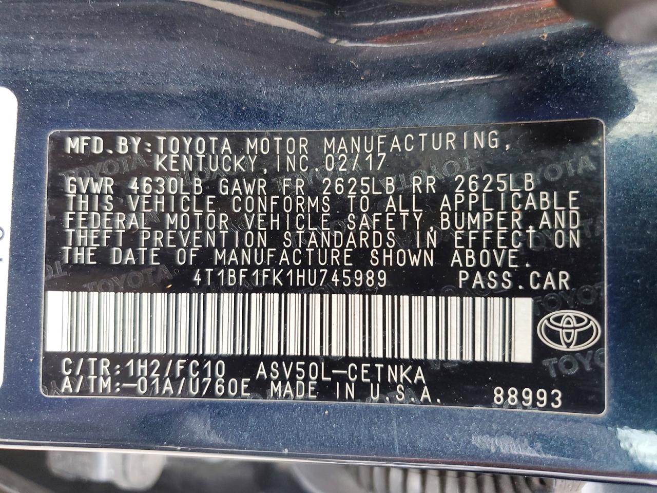 2017 TOYOTA CAMRY LE photo 23