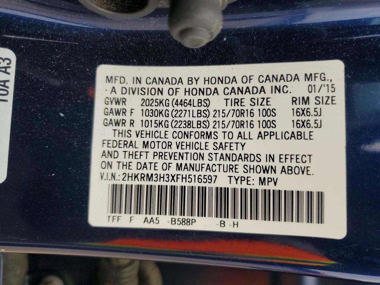 2015 HONDA CR-V LX photo 25