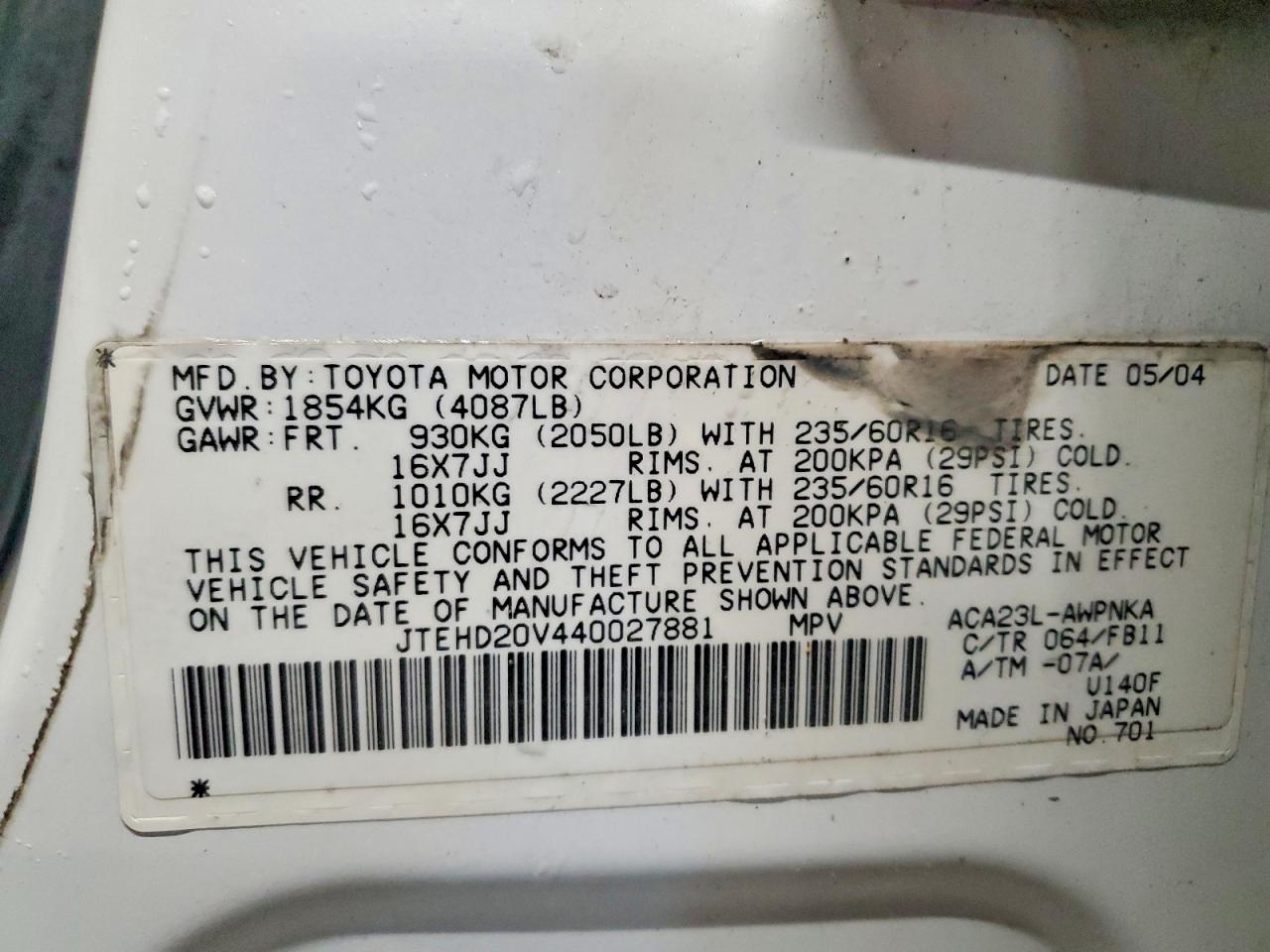 2004 TOYOTA RAV4 BASE photo 37