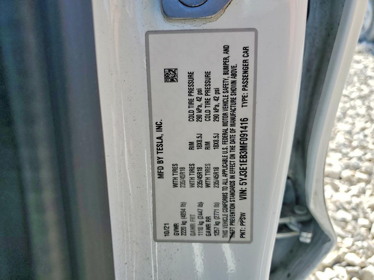 2021 TESLA MODEL 3 photo 13