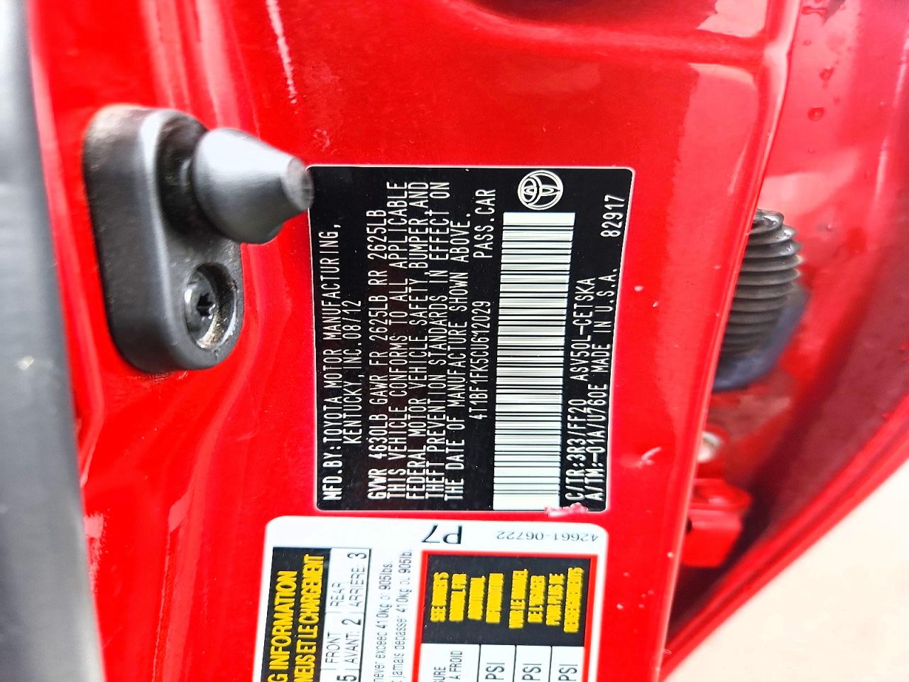 2012 TOYOTA CAMRY SE photo 34