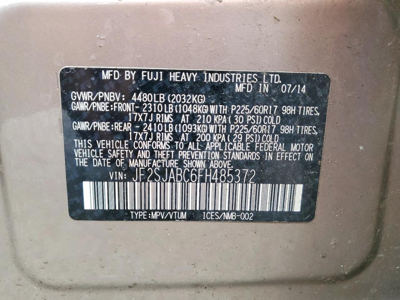 2015 SUBARU FORESTER 2.5I photo 37