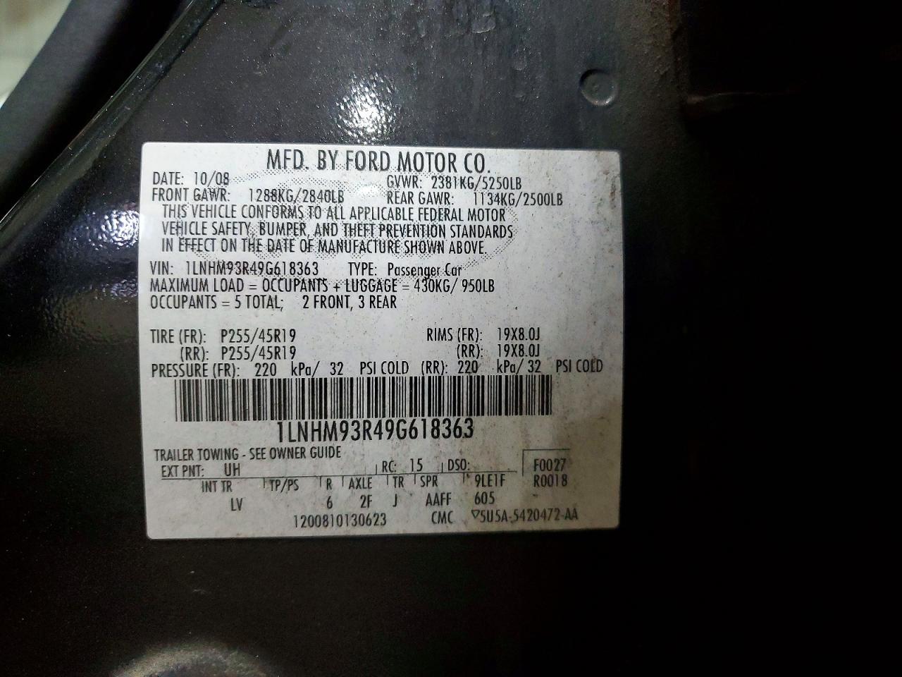2009 LINCOLN MKS photo 34