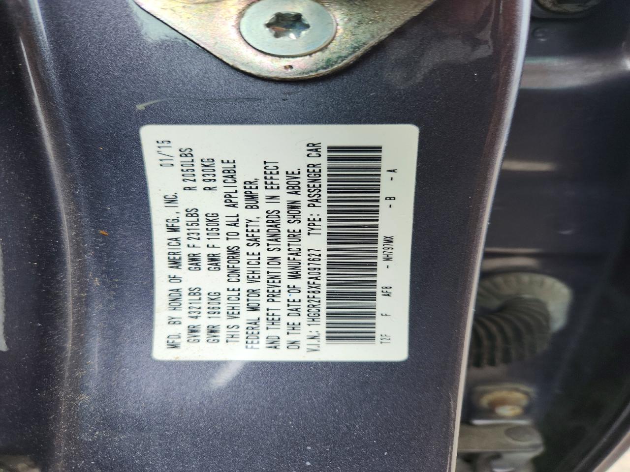 2015 HONDA ACCORD EXL photo 12