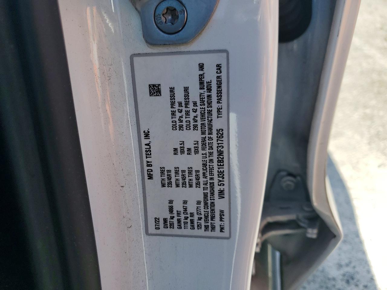 2022 TESLA MODEL 3 photo 23