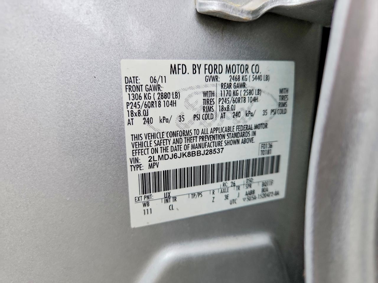 2011 LINCOLN MKX photo 14