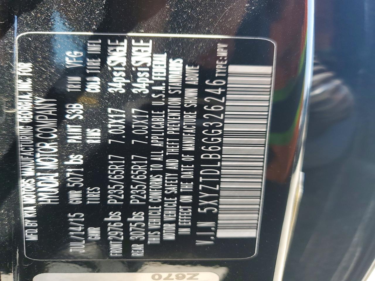 2016 HYUNDAI SANTA FE SPORT 2.4L photo 12