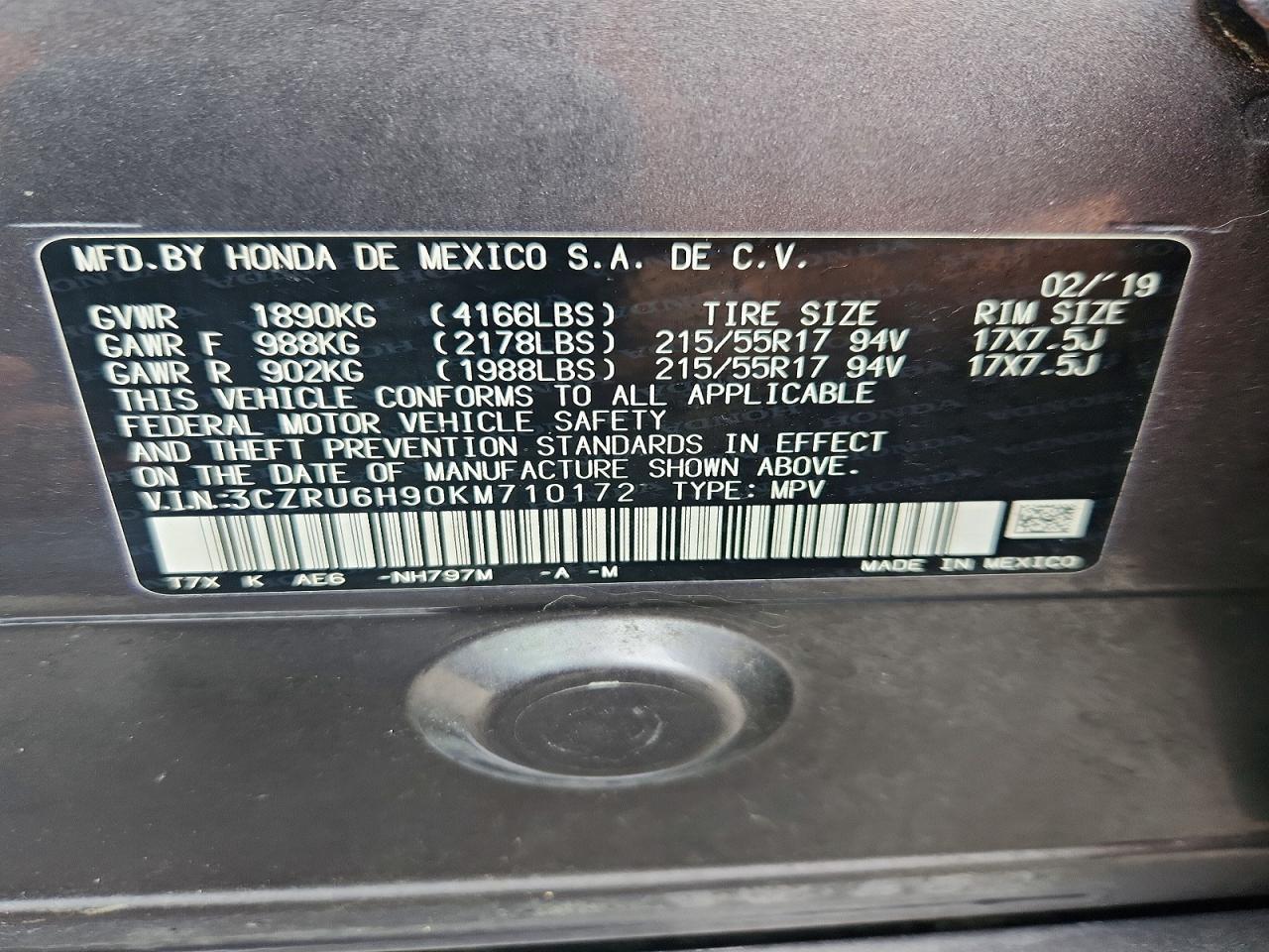 2019 HONDA HR-V TOURING photo 40