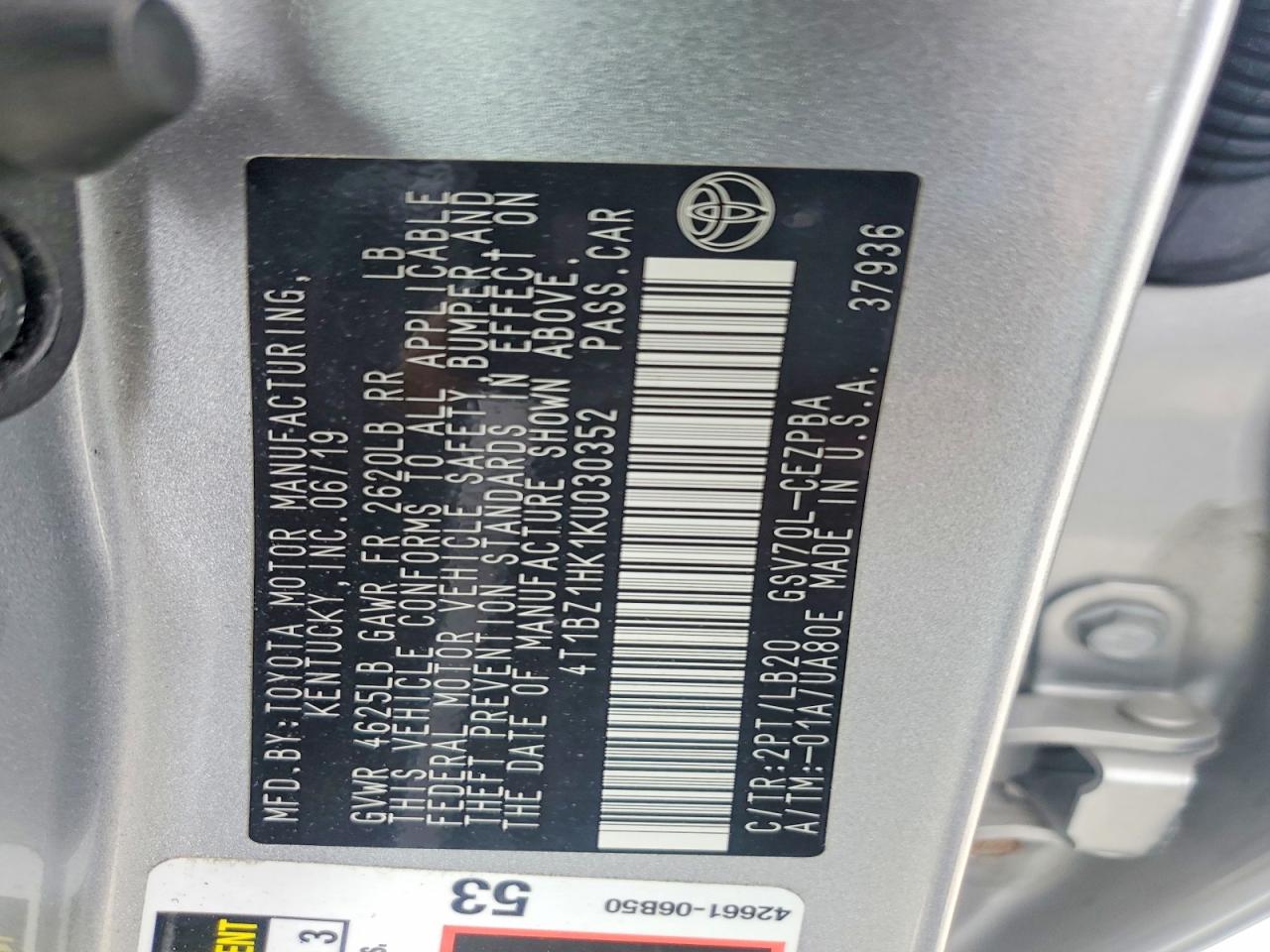 2019 TOYOTA CAMRY XSE V6 photo 12