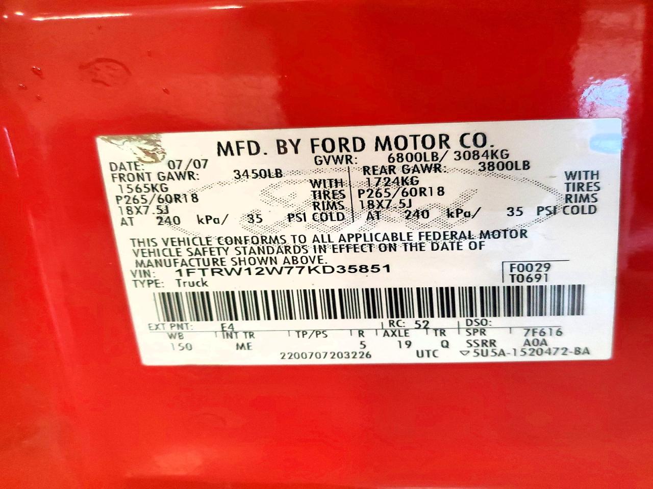 2007 FORD F150 SUPERCREW photo 12