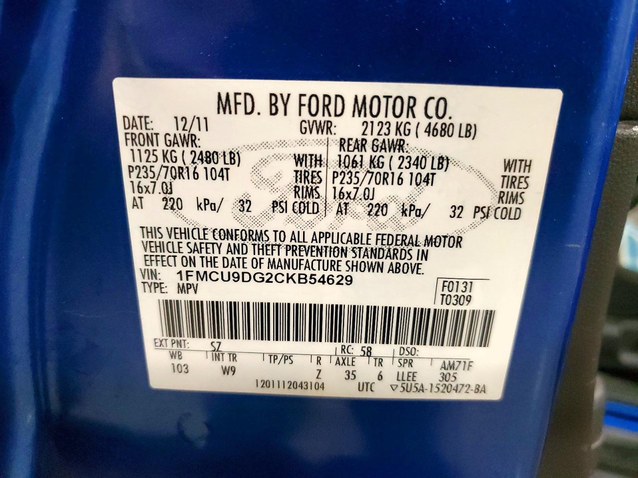 2012 FORD ESCAPE XLT photo 12