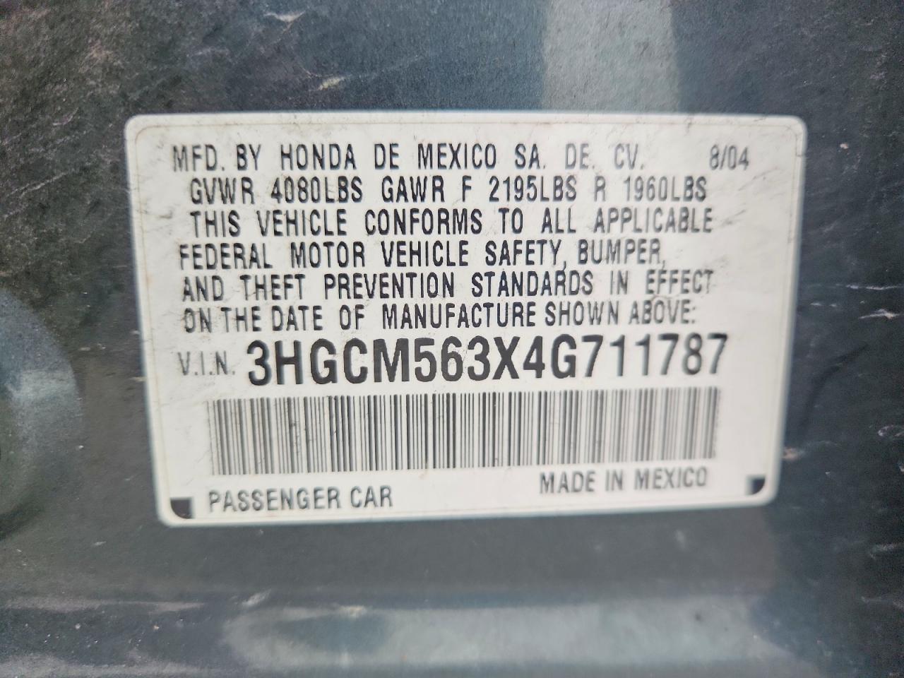 2004 HONDA ACCORD LX photo 37