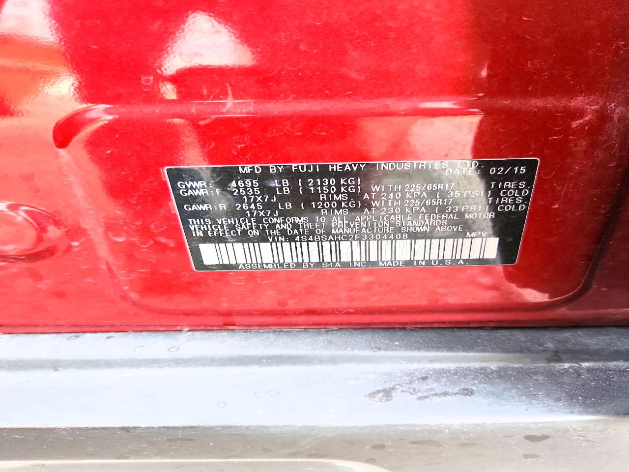 2015 SUBARU OUTBACK 2.5I PREMIUM photo 37