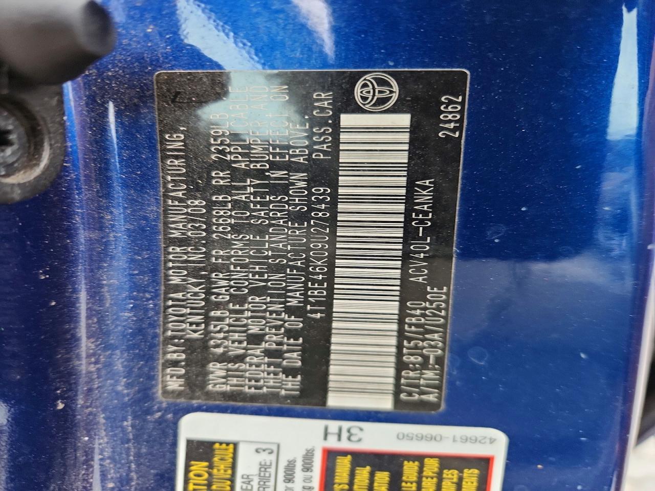 2009 TOYOTA CAMRY LE photo 23