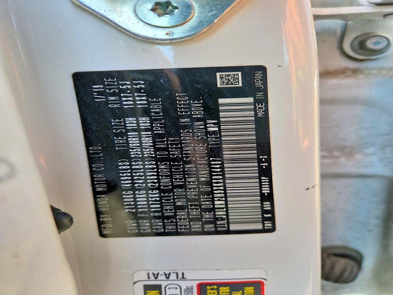 2019 HONDA CR-V TOURING photo 27