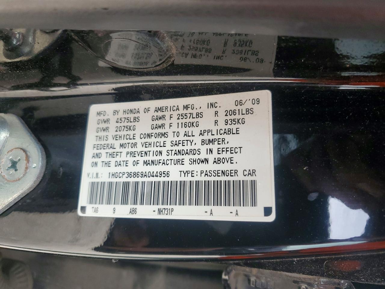 2009 HONDA ACCORD EXL photo 25