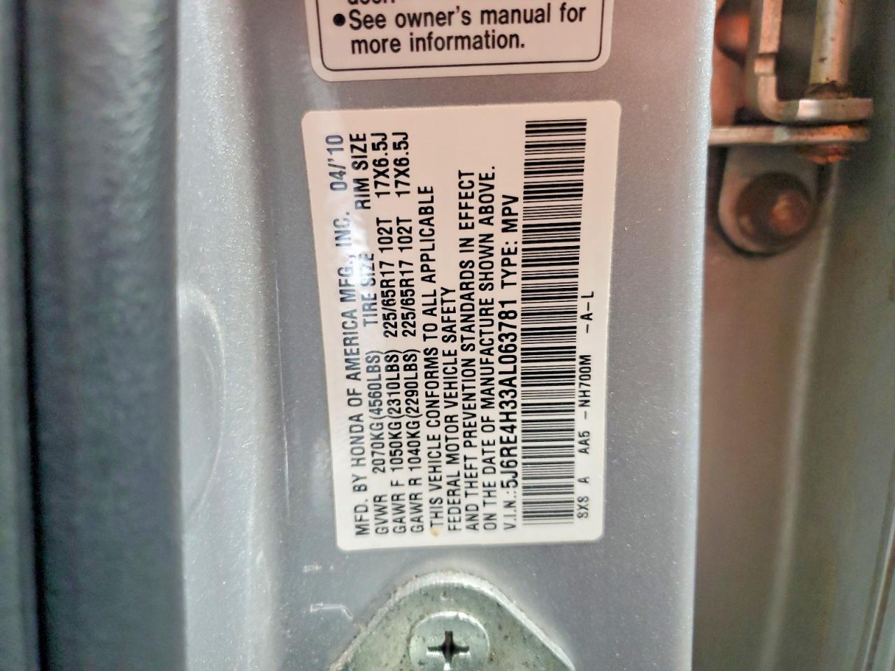 2010 HONDA CR-V LX photo 40