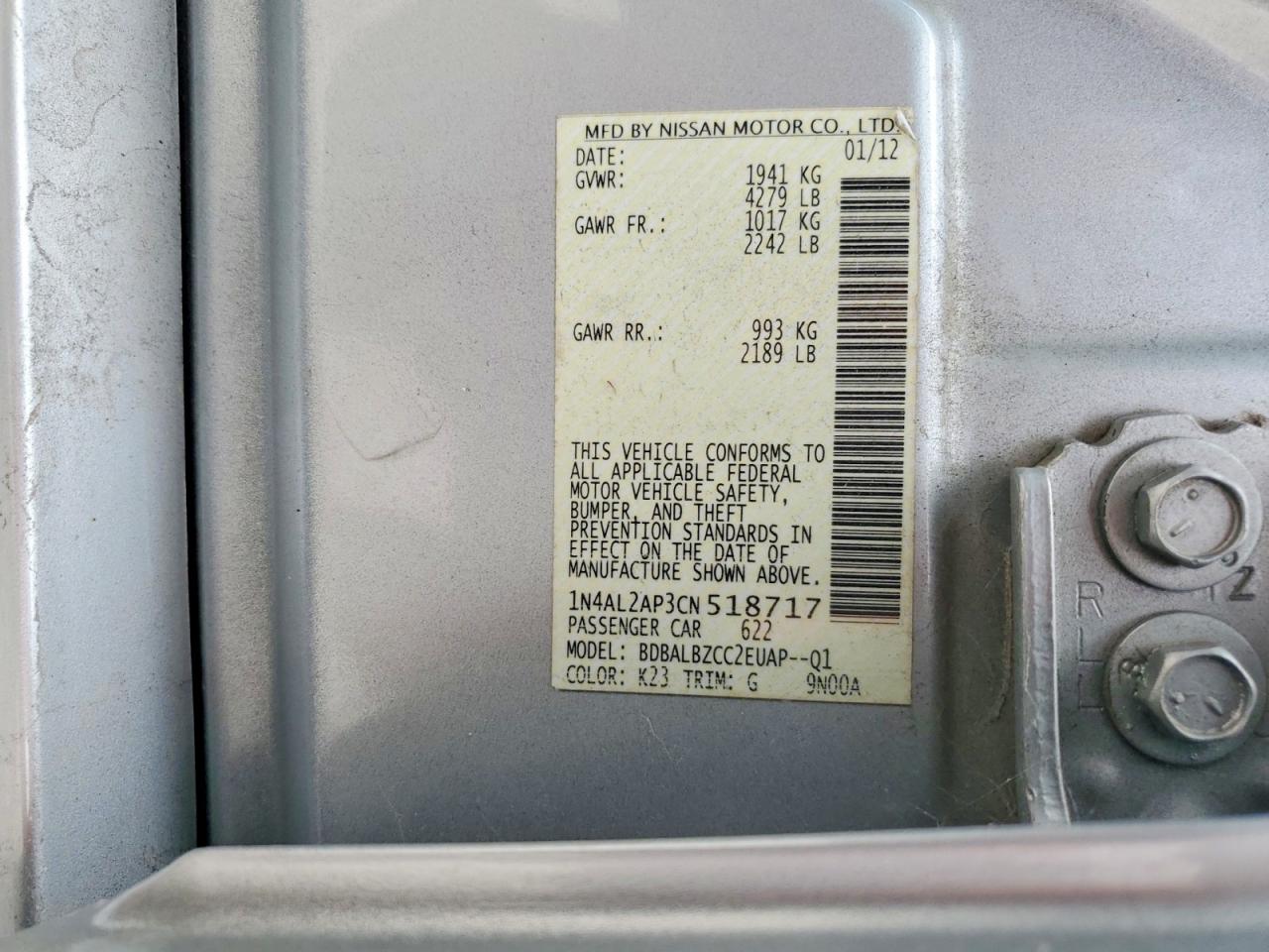 2012 NISSAN ALTIMA 2.5 photo 34