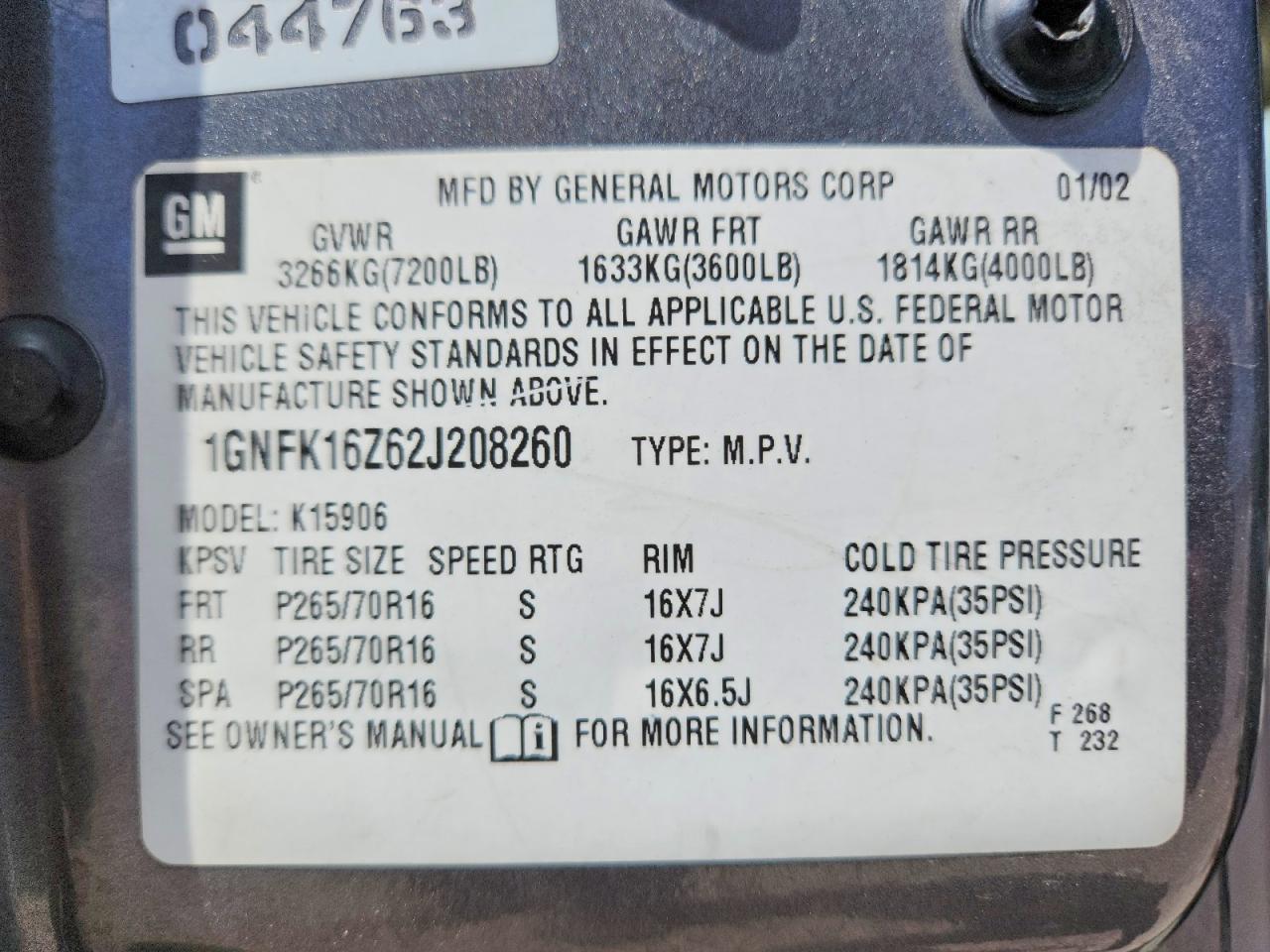 2002 CHEVROLET SUBURBAN K1500 photo 37