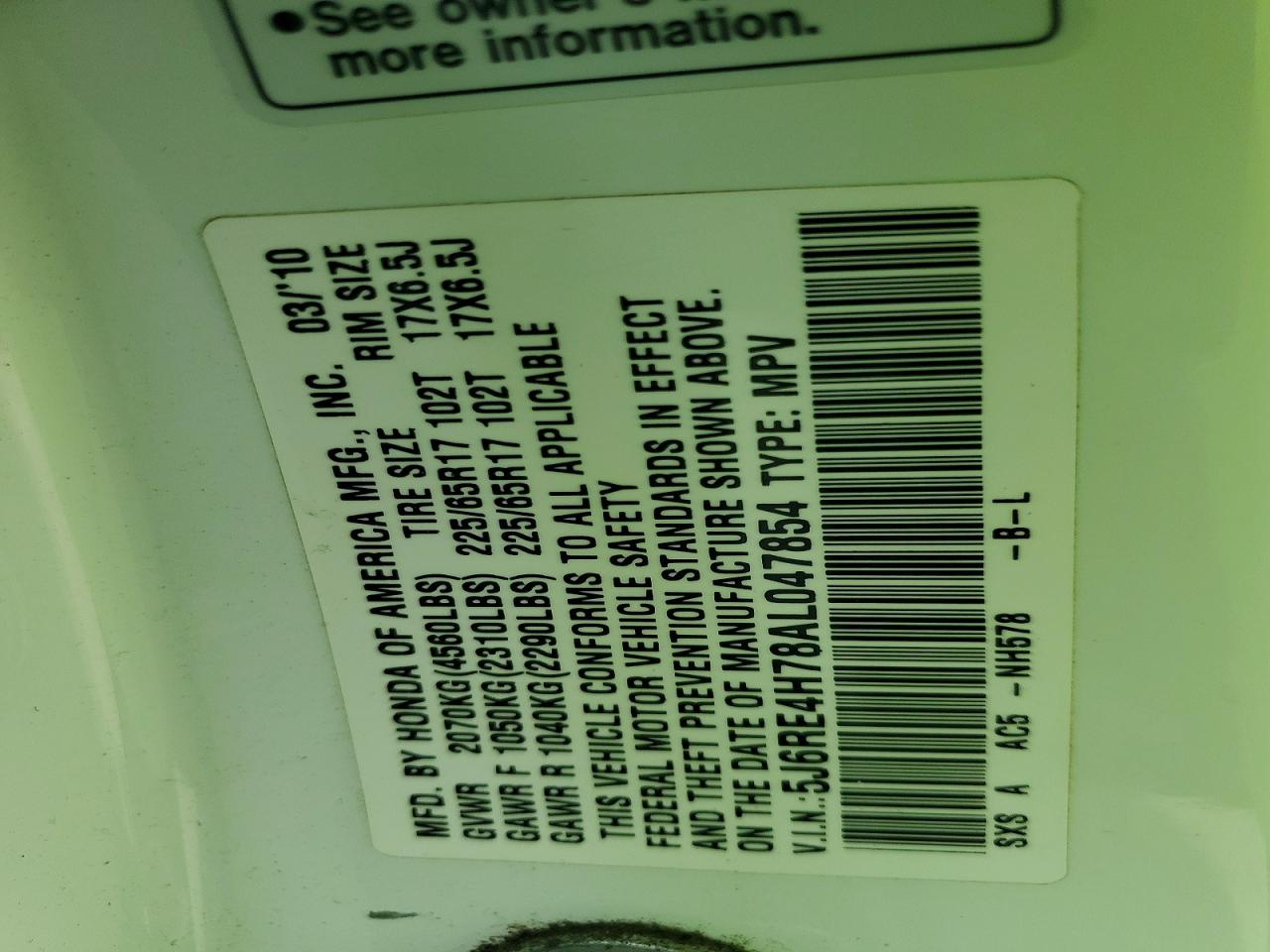 2010 HONDA CR-V EXL photo 25