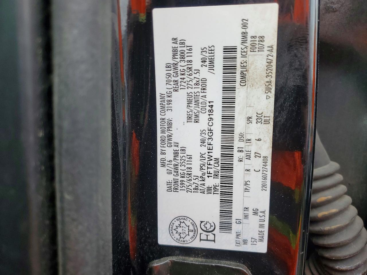2016 FORD F150 SUPERCREW photo 25