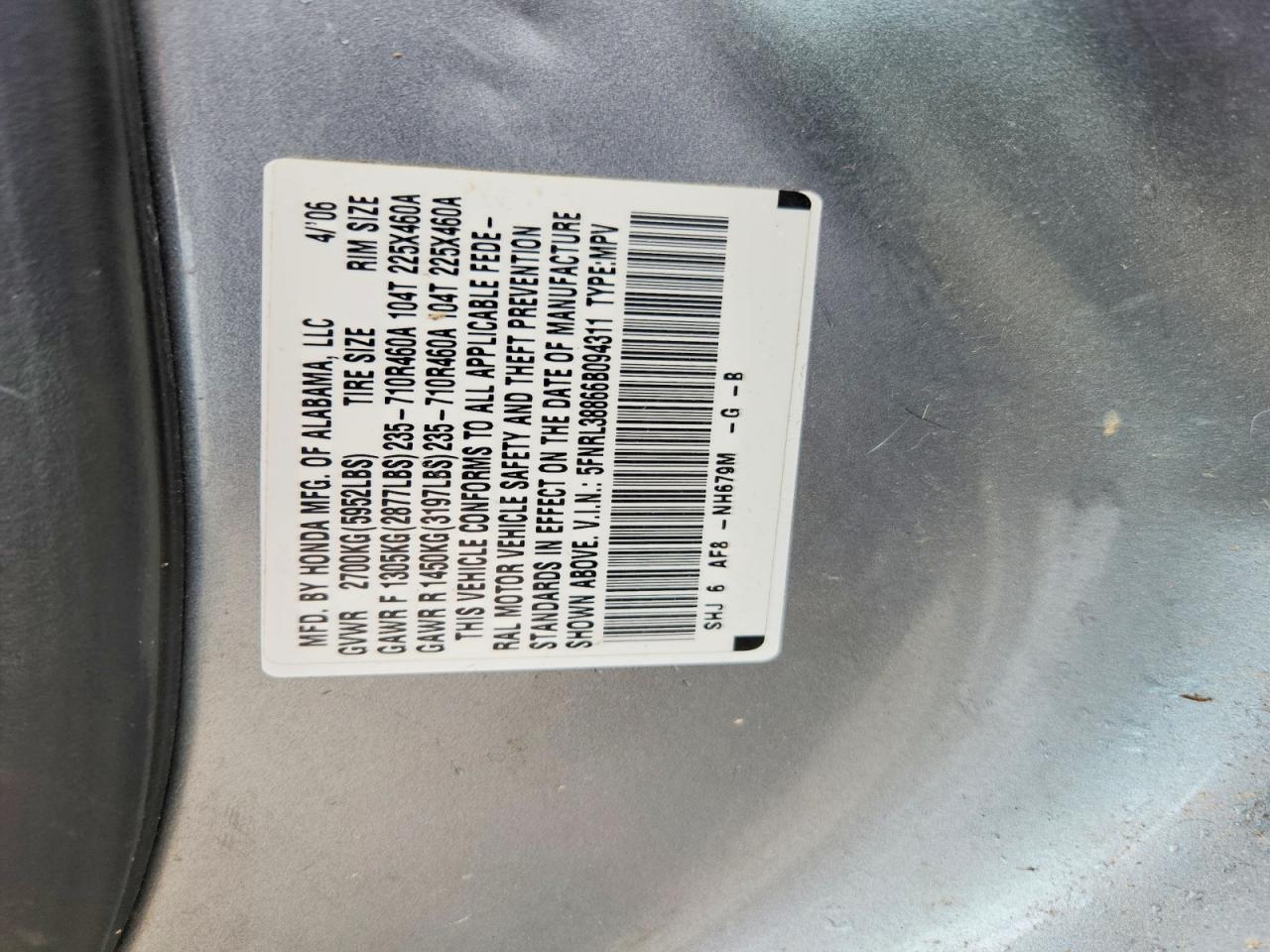 2006 HONDA ODYSSEY TOURING photo 40