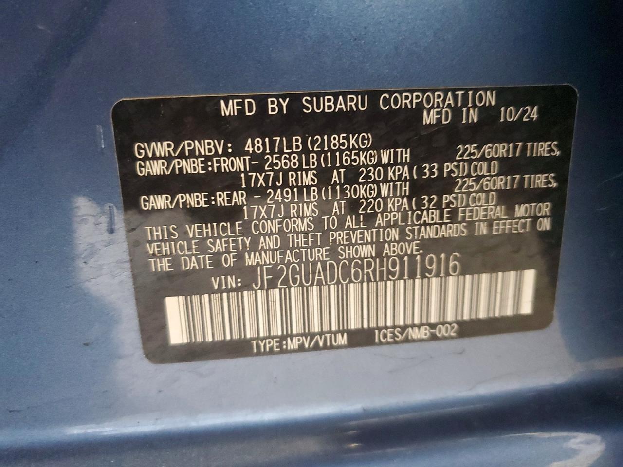 2024 SUBARU CROSSTREK PREMIUM photo 13