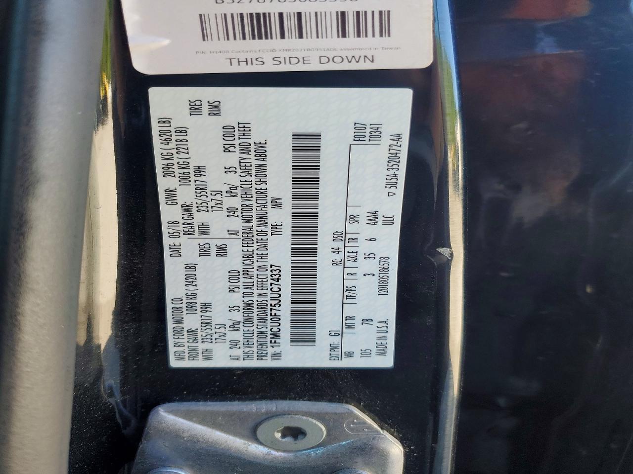 2018 FORD ESCAPE S photo 34