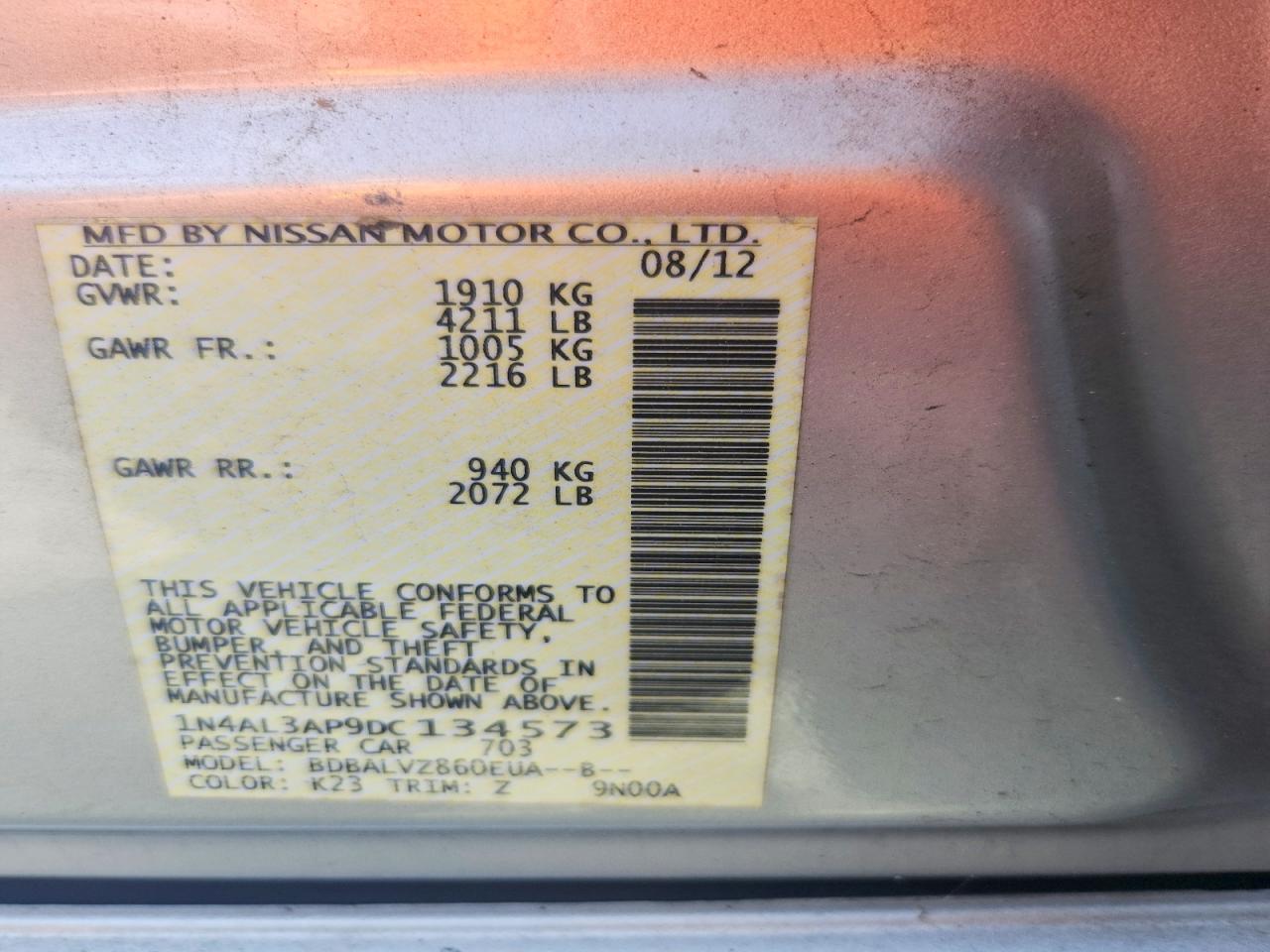 2013 NISSAN ALTIMA 2.5 photo 12