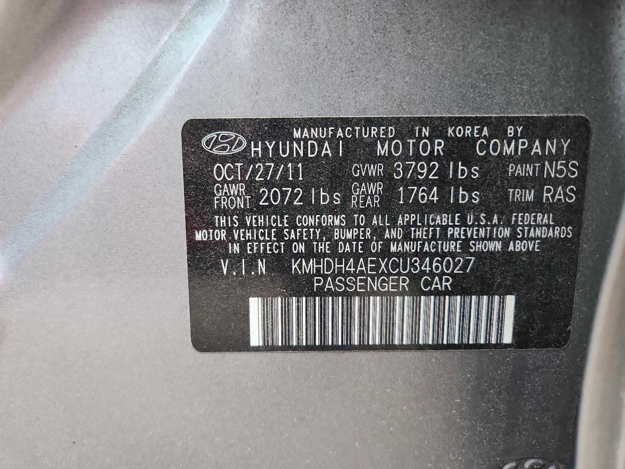 2012 HYUNDAI ELANTRA GLS photo 34