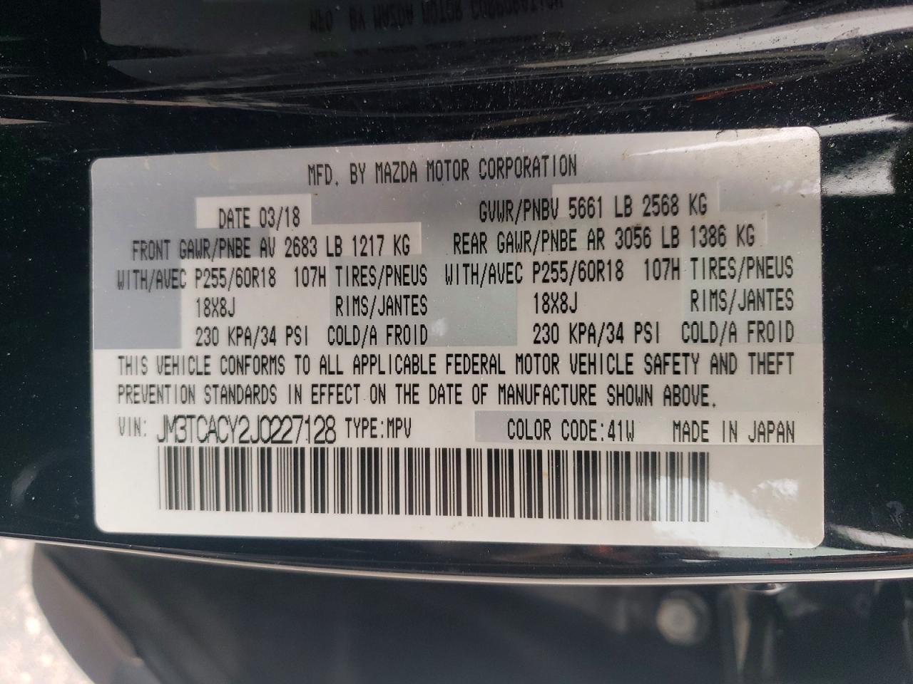 2018 MAZDA CX-9 TOURING photo 25