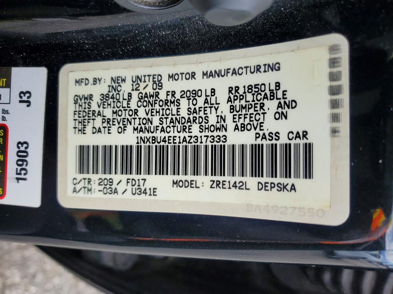 2010 TOYOTA COROLLA S photo 37