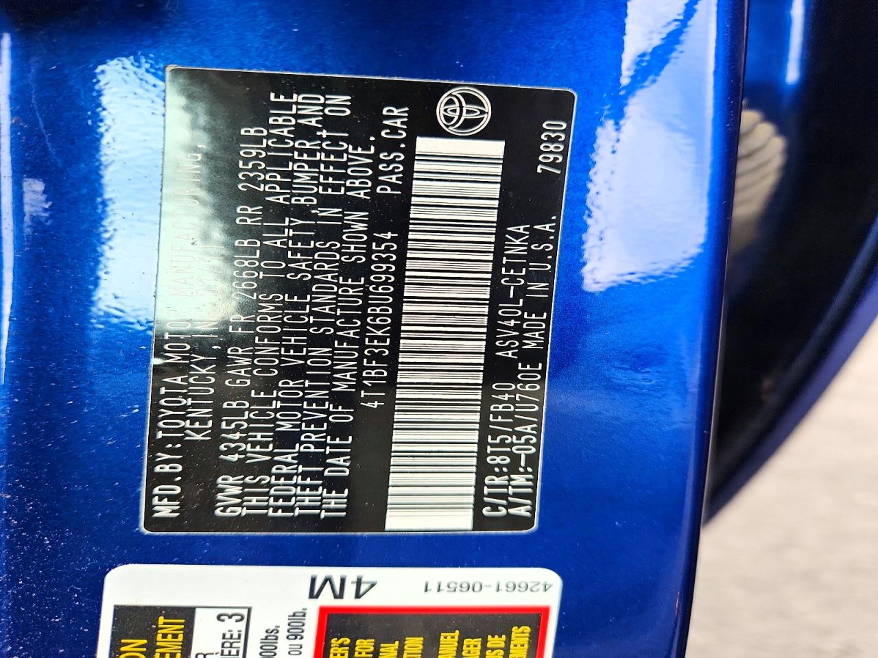 2011 TOYOTA CAMRY LE photo 23